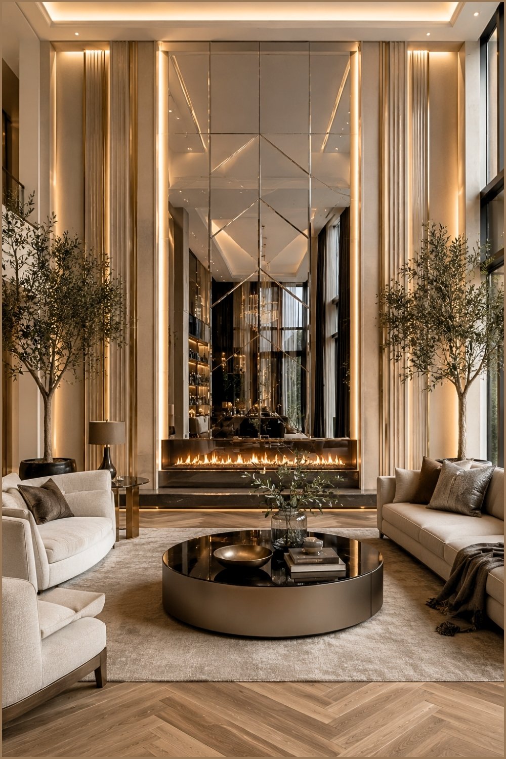 Luxury Geometric Fireplace Feature Wall