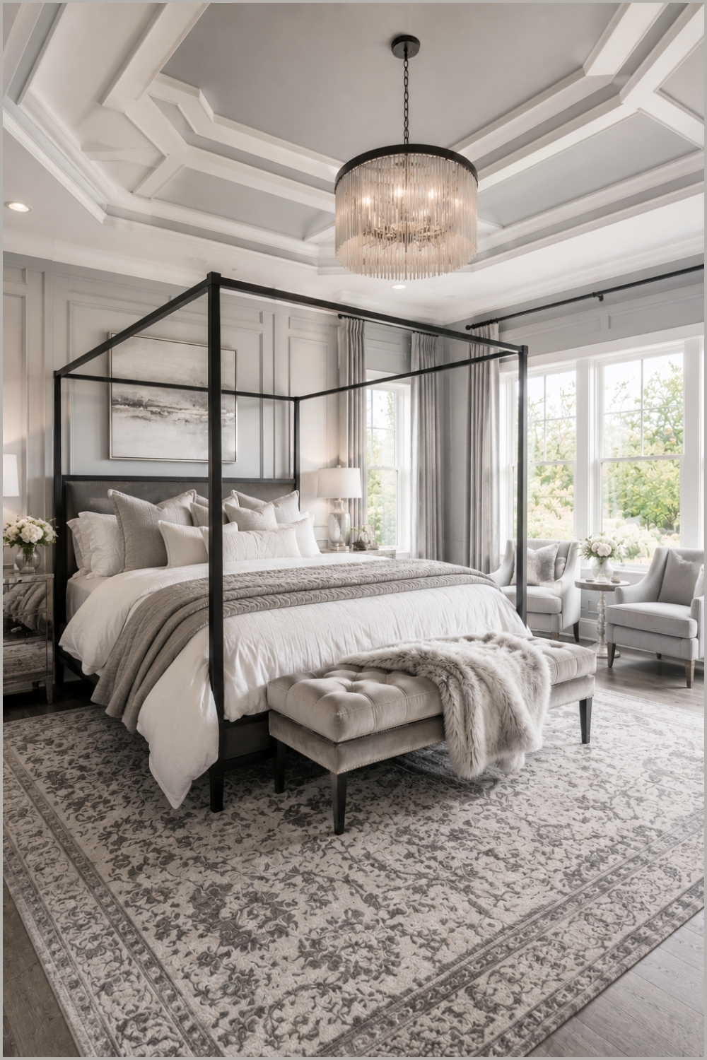 Luxury Gray Bedroom With Canopy Bed