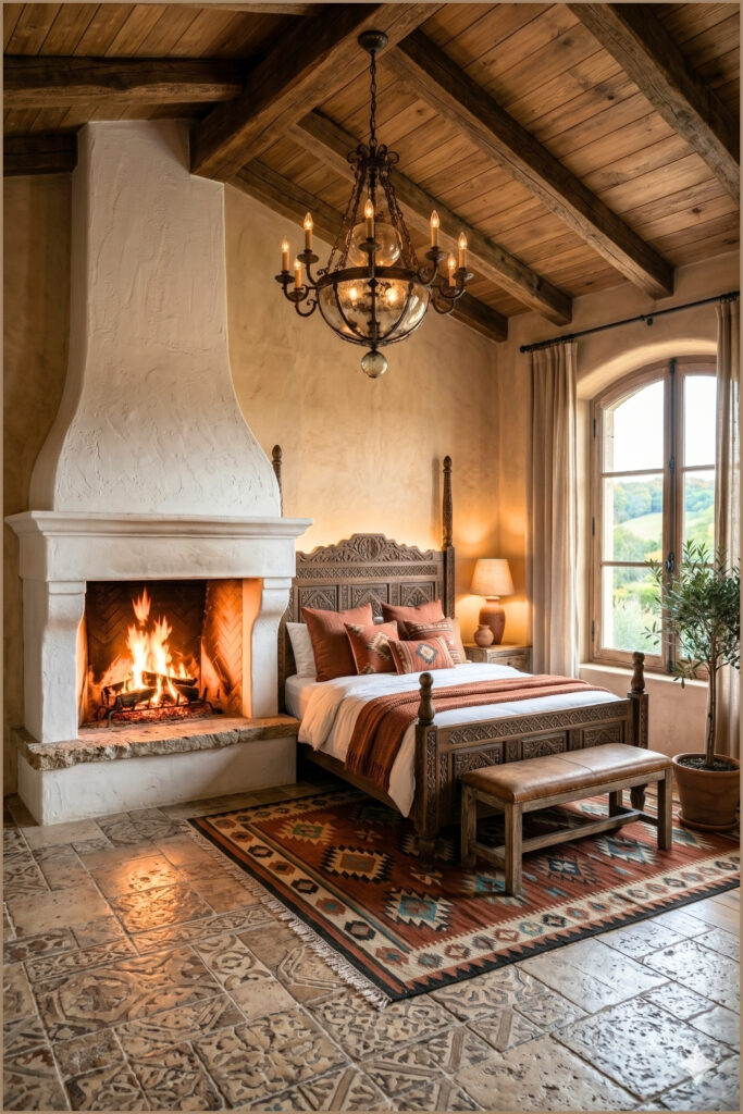 Mediterranean Fireplace Bedroom (1)