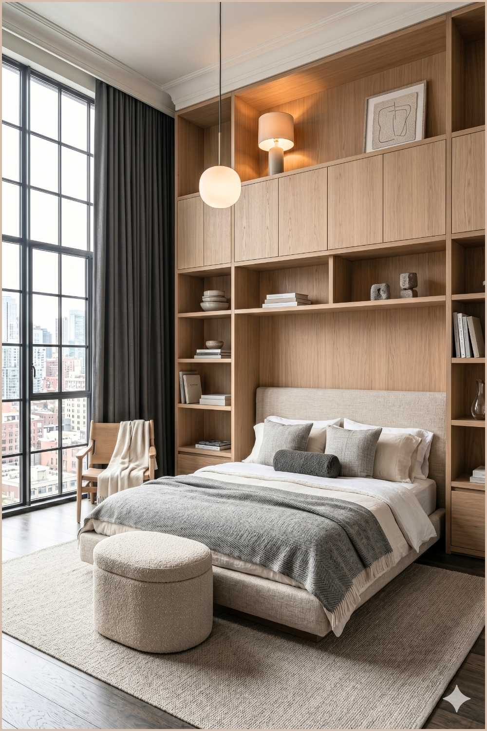 Minimal Neutral Built-In Bedroom