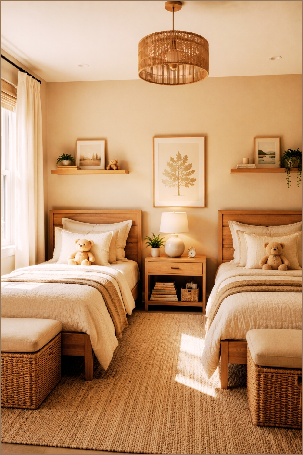 Minimal Neutral Twin Kids Bedroom