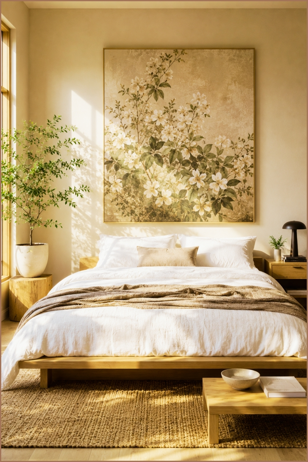 Minimal Oversized Floral Art Bedroom