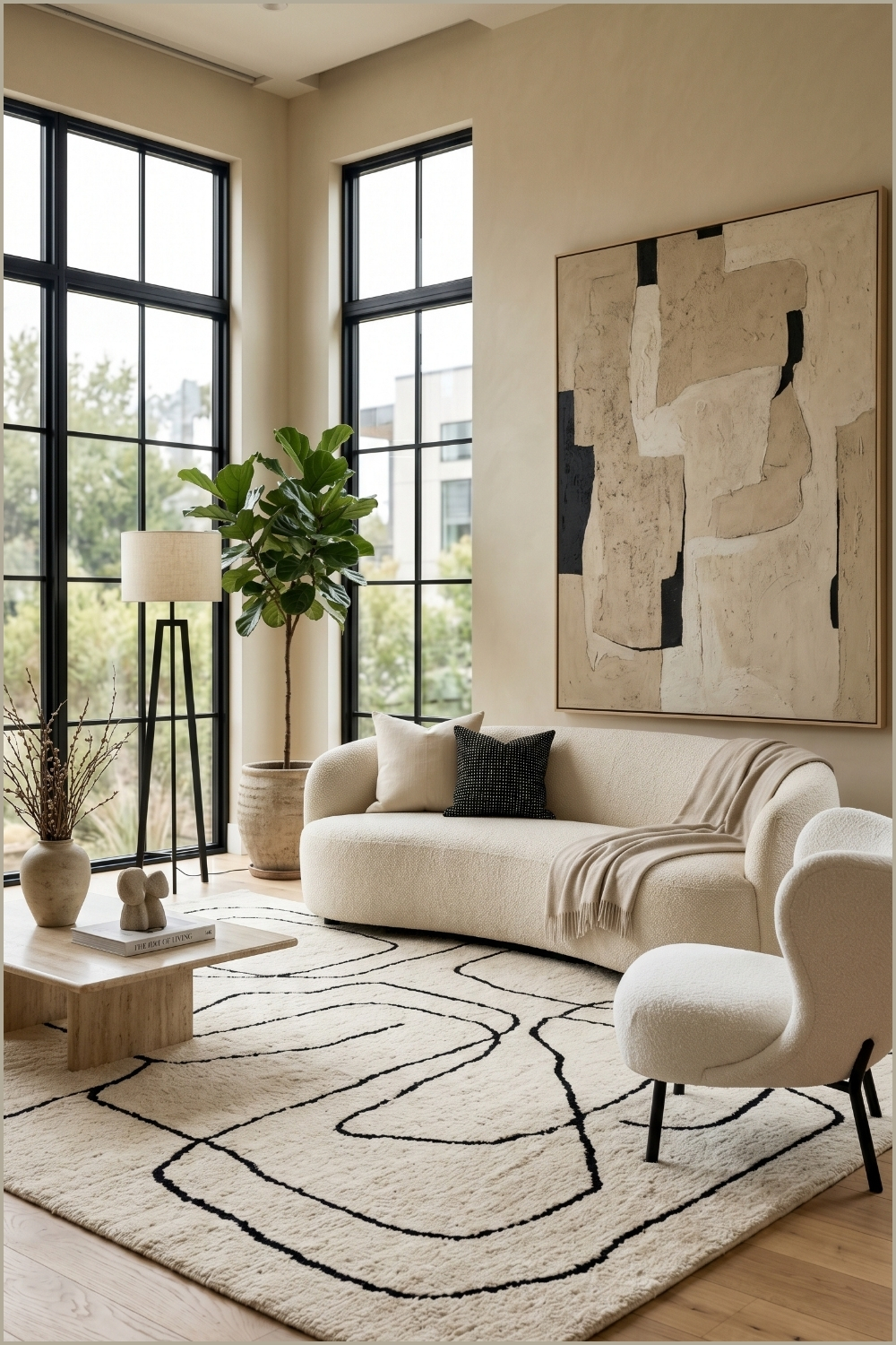 Minimalist Abstract Cream Rug