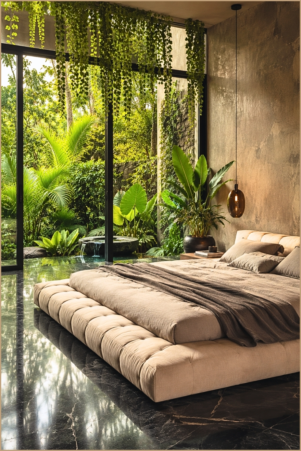 Minimalist Jungle Retreat Bedroom
