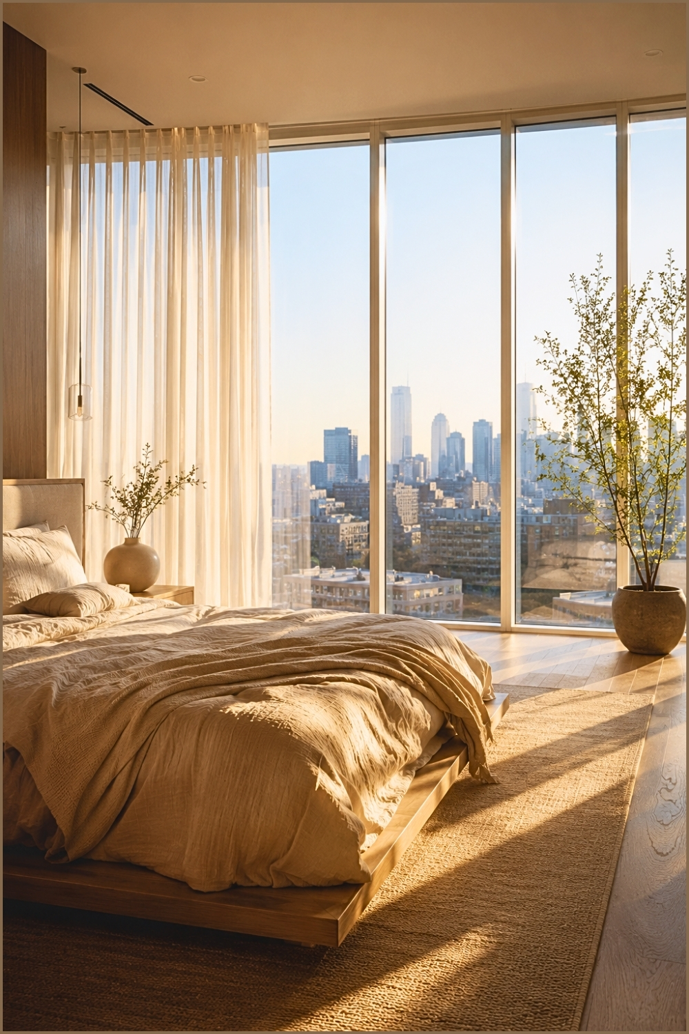 Minimalist Panoramic Window Bedroom