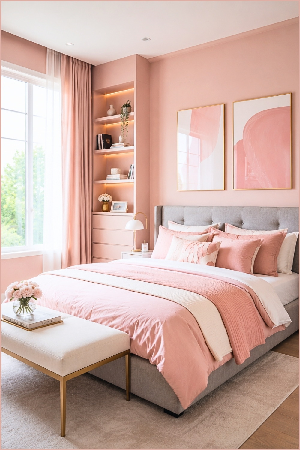 Minimalist Soft Pink Modern Bedroom