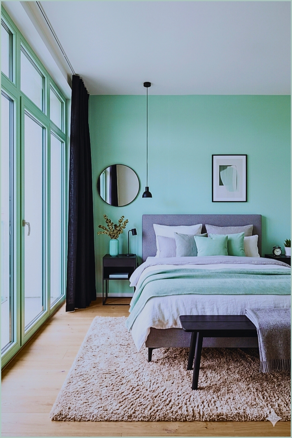 Mint and Black Contrast Bedroom