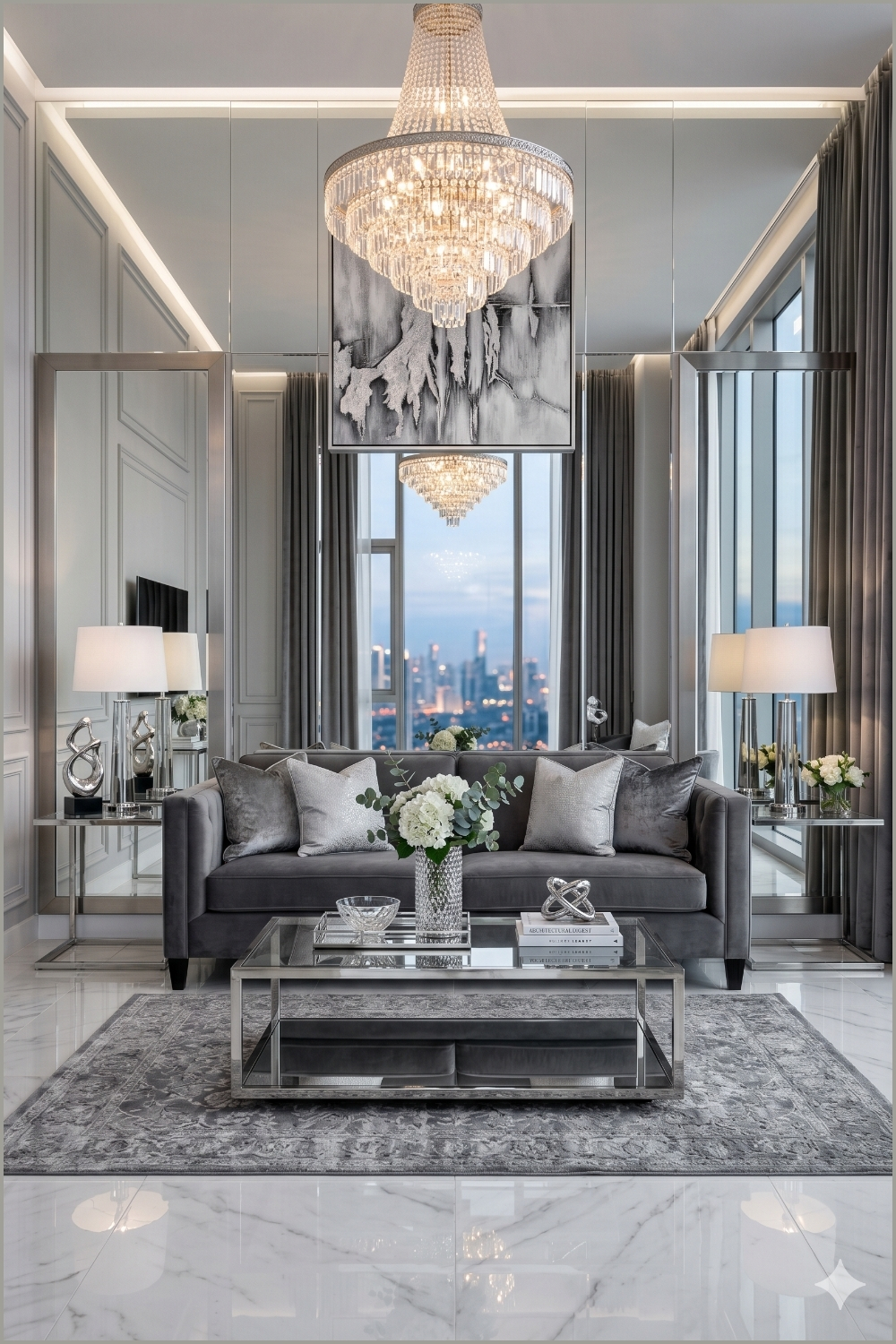 Mirrored Glam Living Room