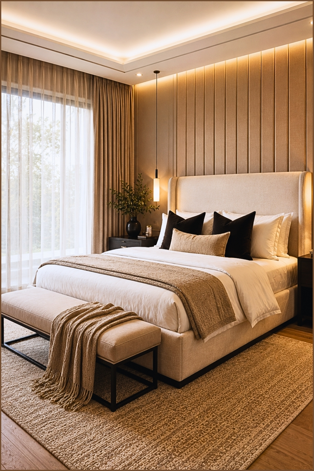 Modern Beige Panel Bedroom