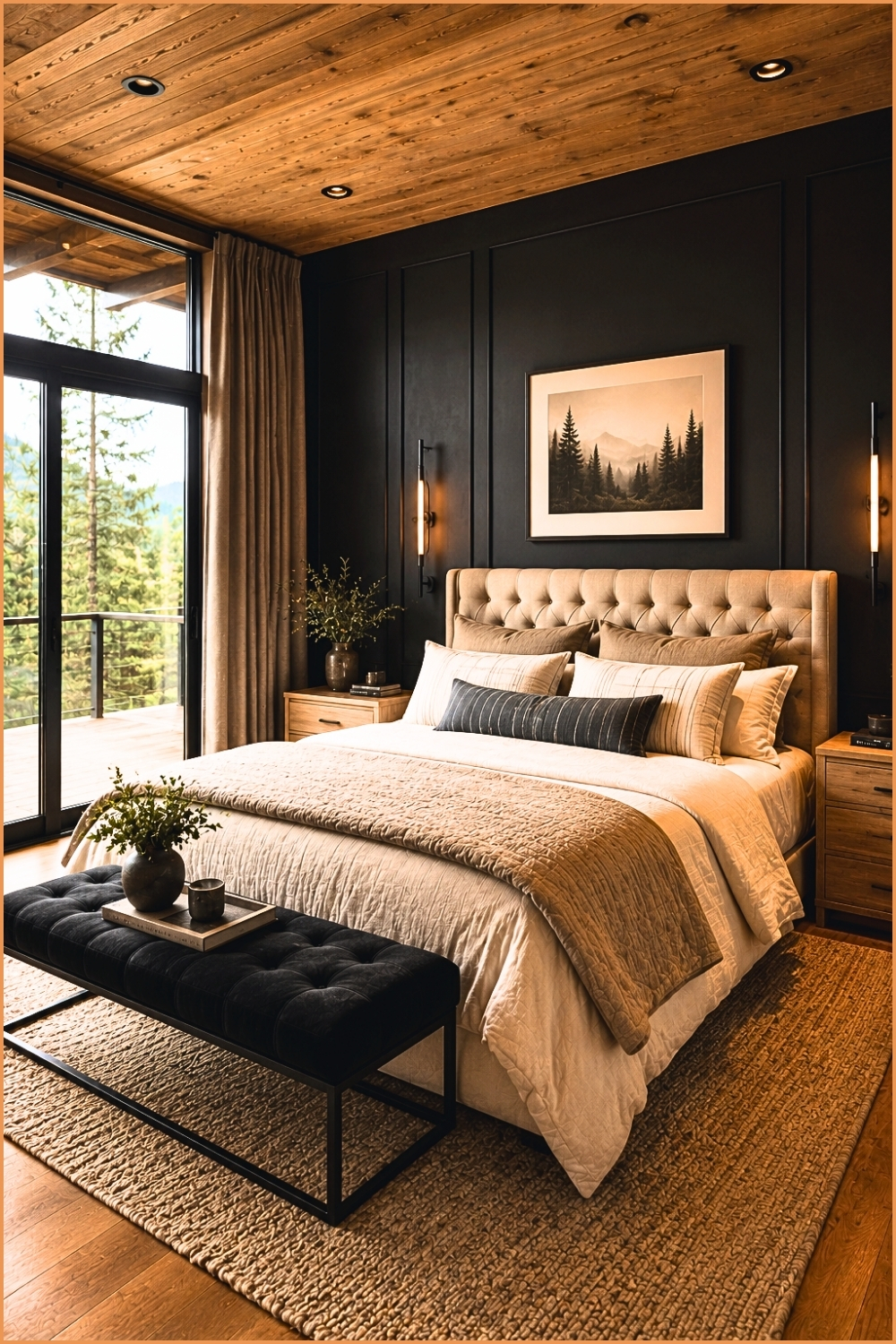 Modern Black Accent Wall Bedroom