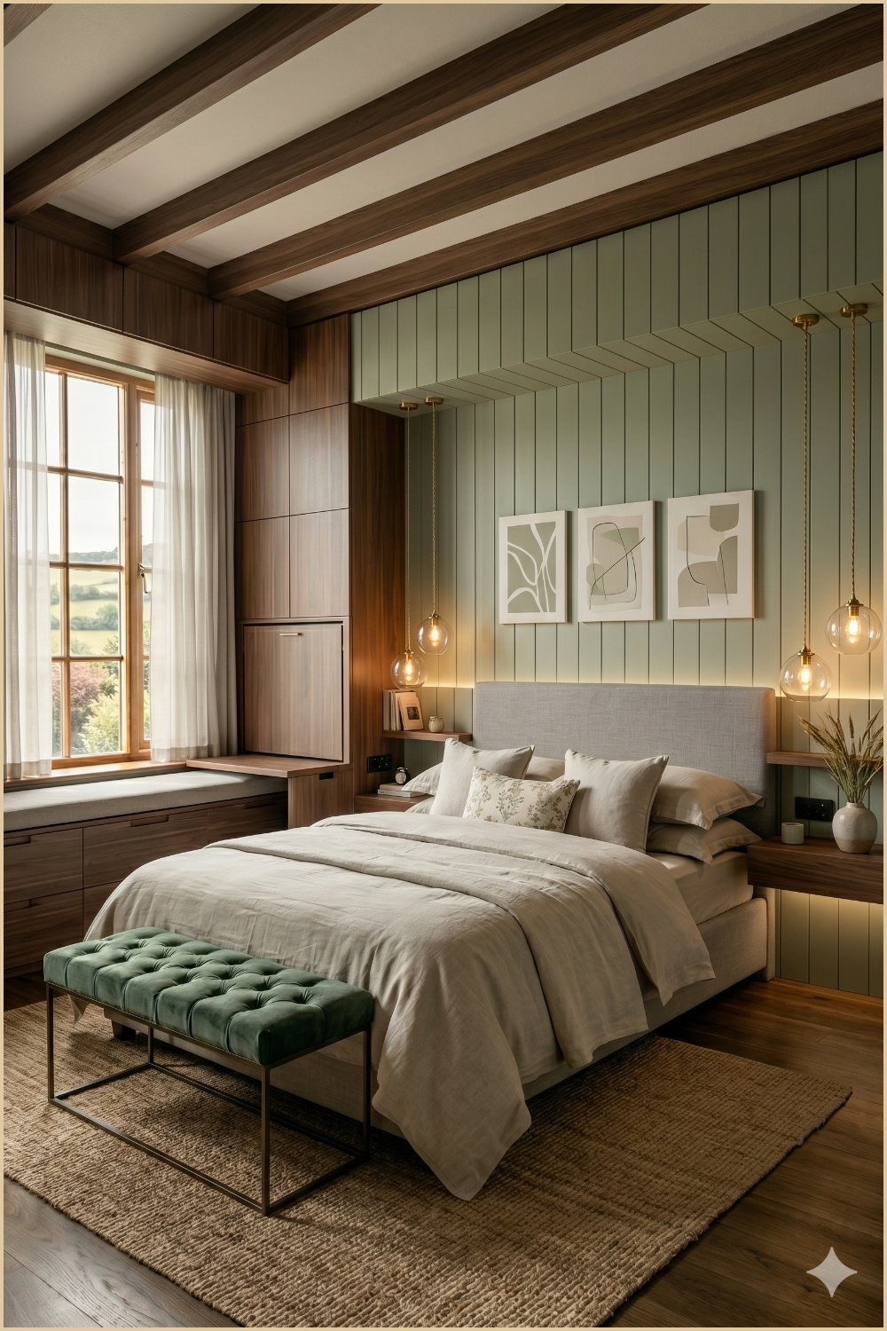 Modern Compact Sage Bedroom