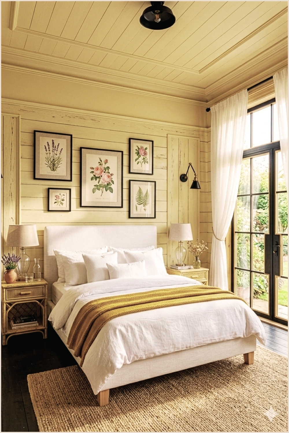 Modern Farmhouse Yellow Accent Bedroom
