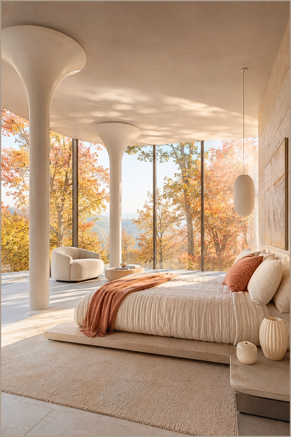 Modern Glass Wall Bedroom Retreat