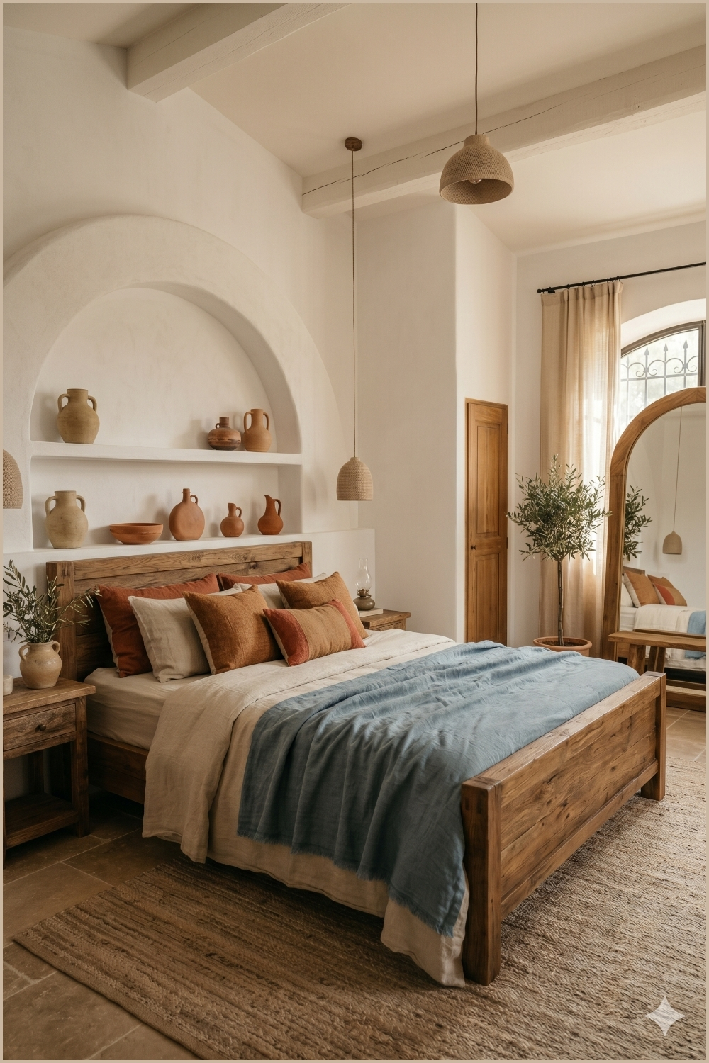 Modern Mediterranean Arch Bedroom