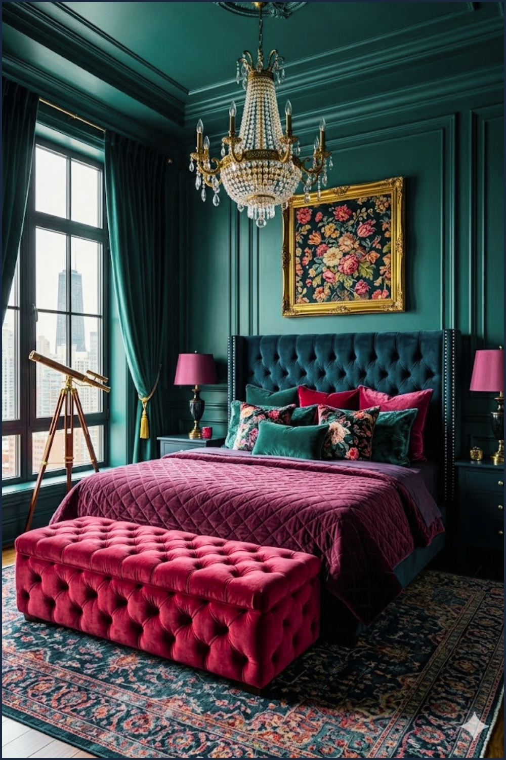 Modern Navy Accent Wall Bedroom