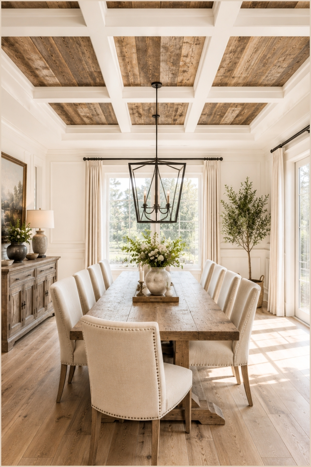 Modern Rustic Coffered Dining Room