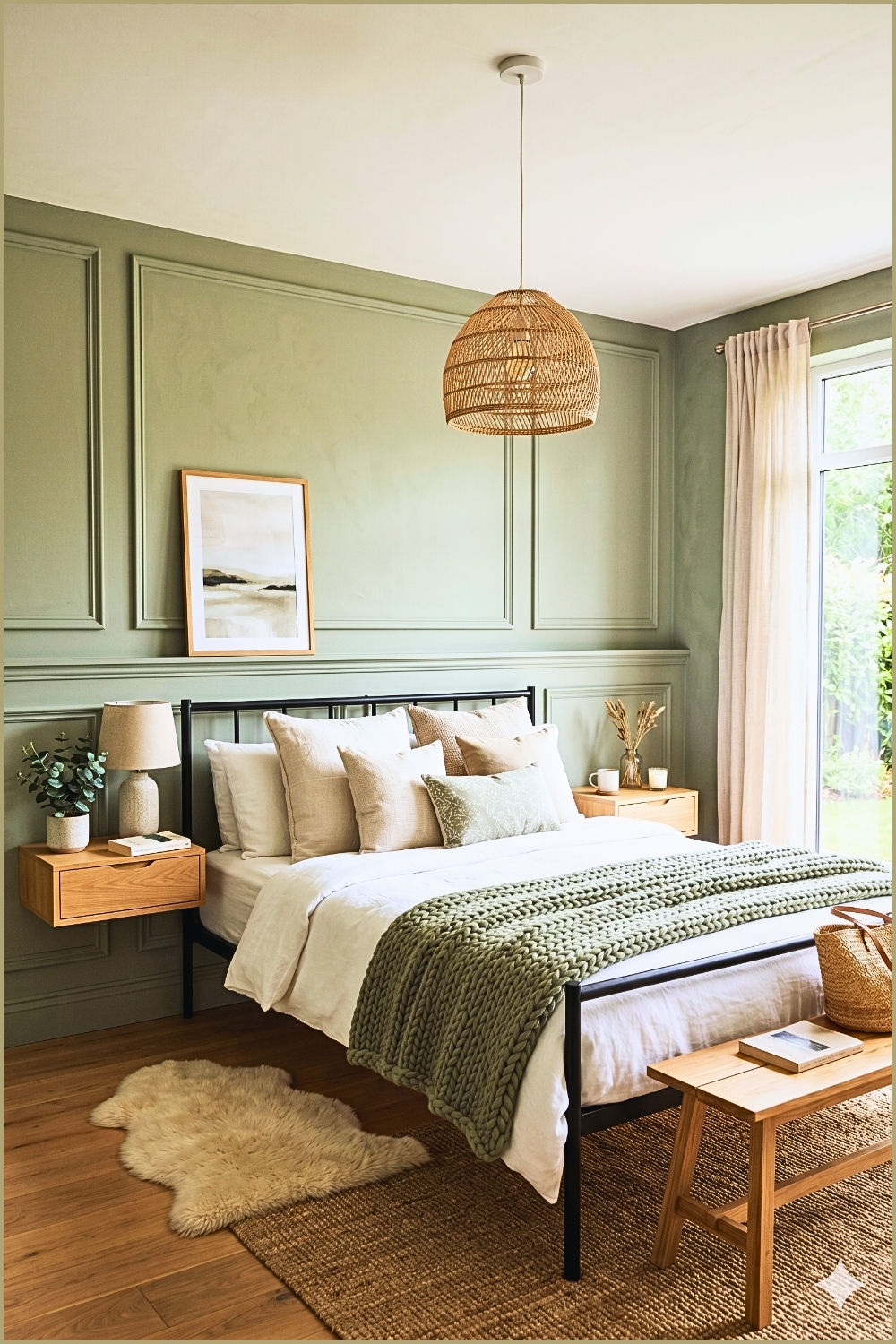 Modern Sage Green Panel Bedroom