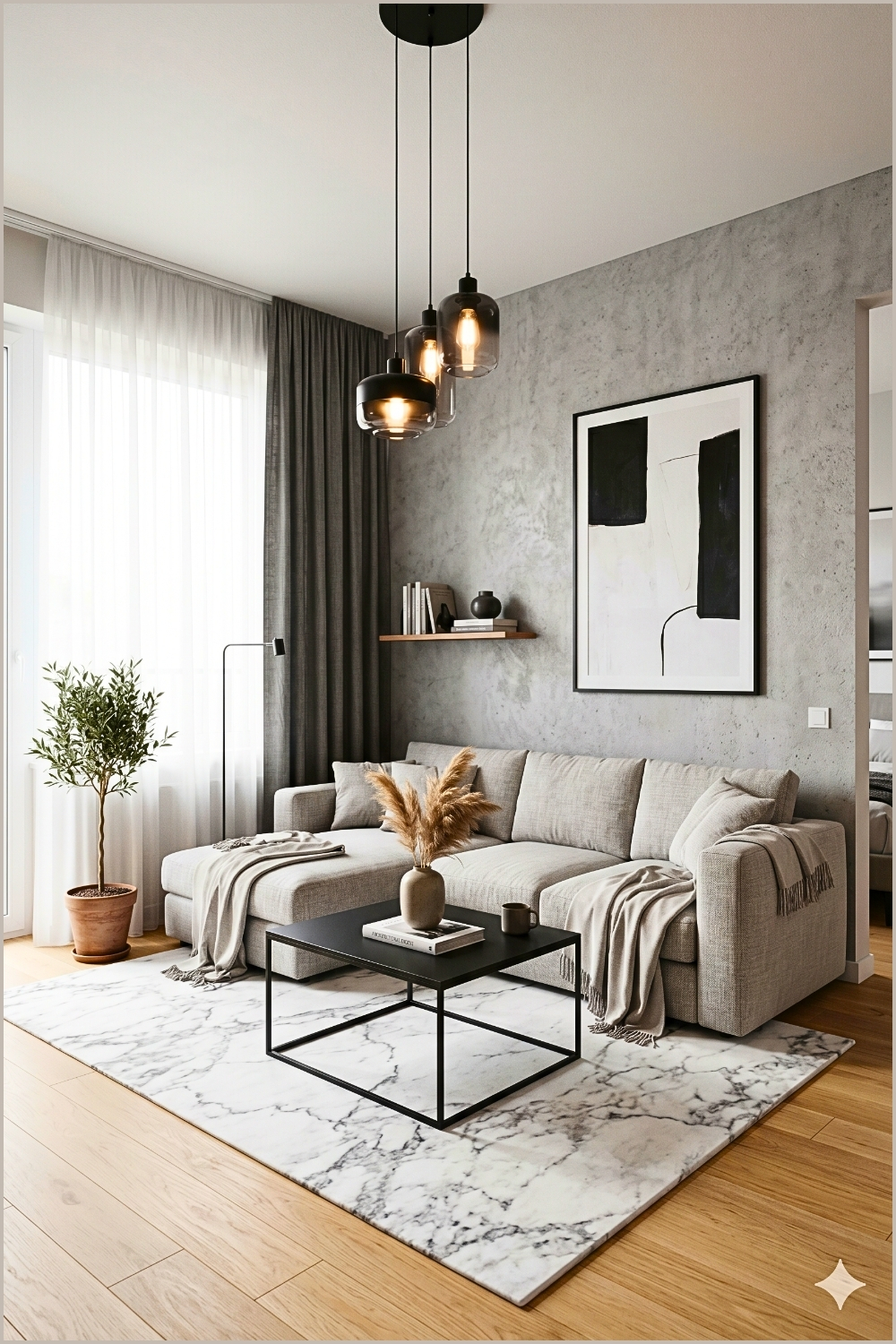 Modern Small Space Gray & White Living Room