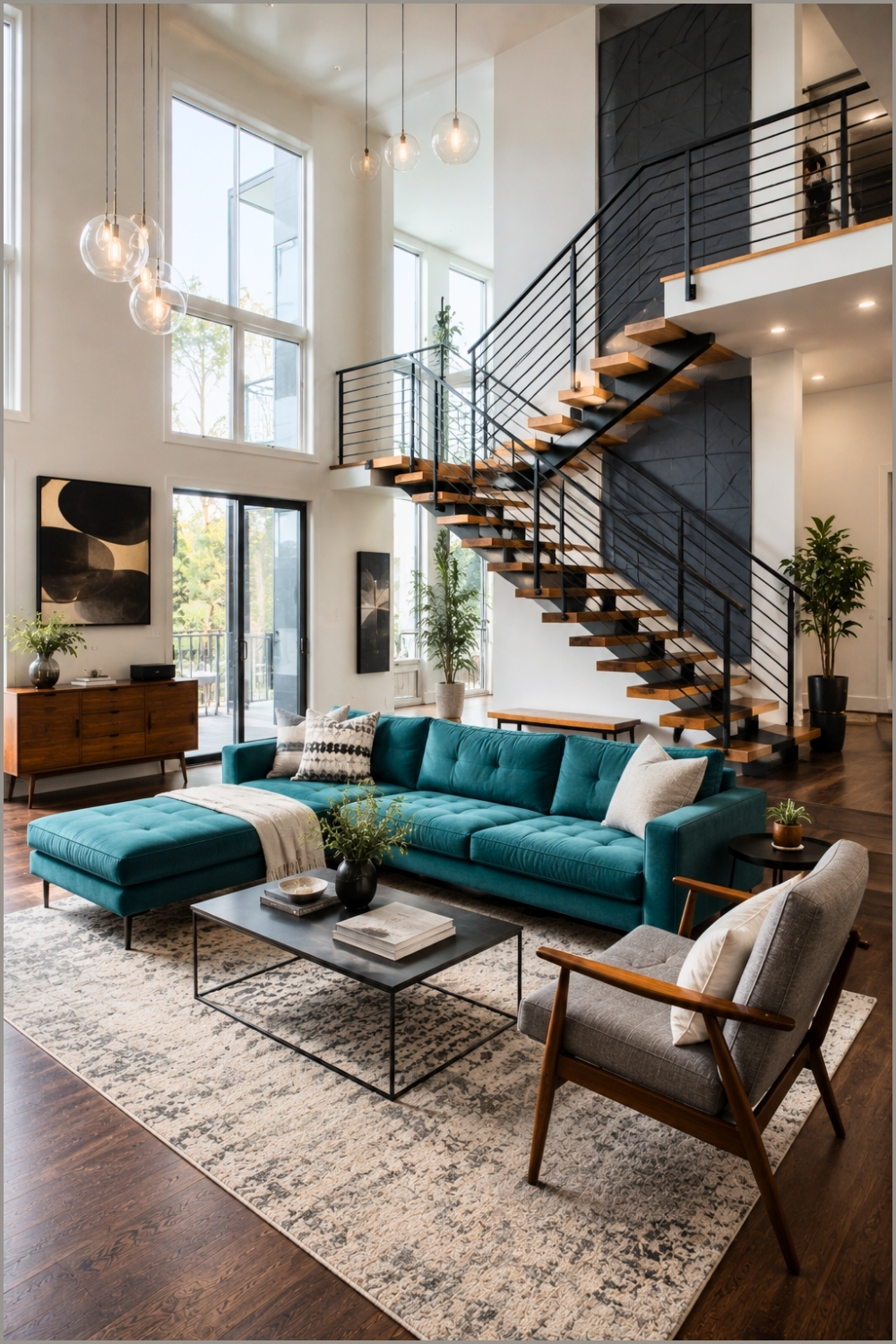 Modern Staircase Living Room