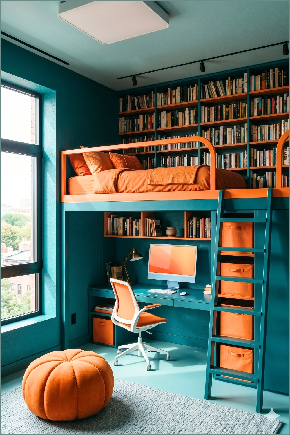 Modern Teal and Orange Dorm Innovation