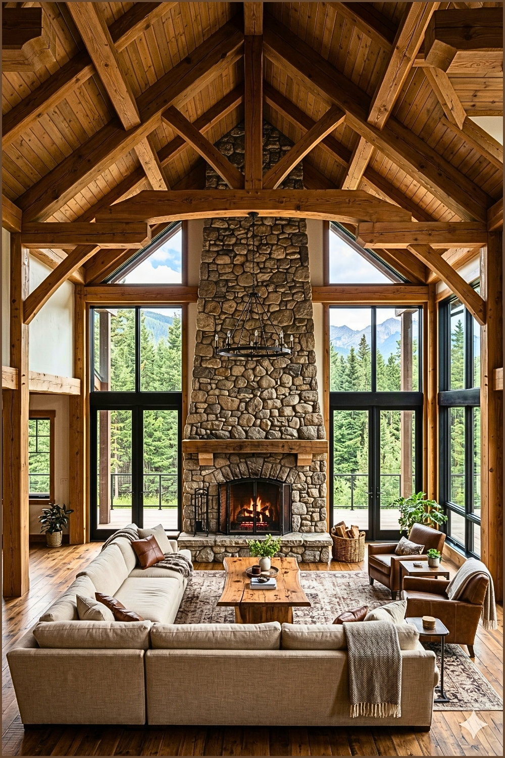 Modern Timber Frame Great Room 