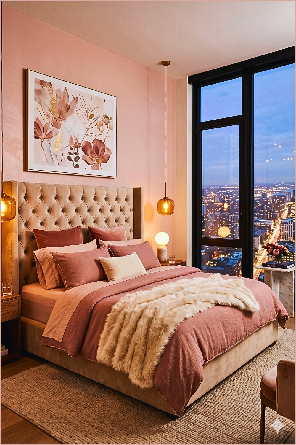 Moody Blush Pink Romantic Bedroom