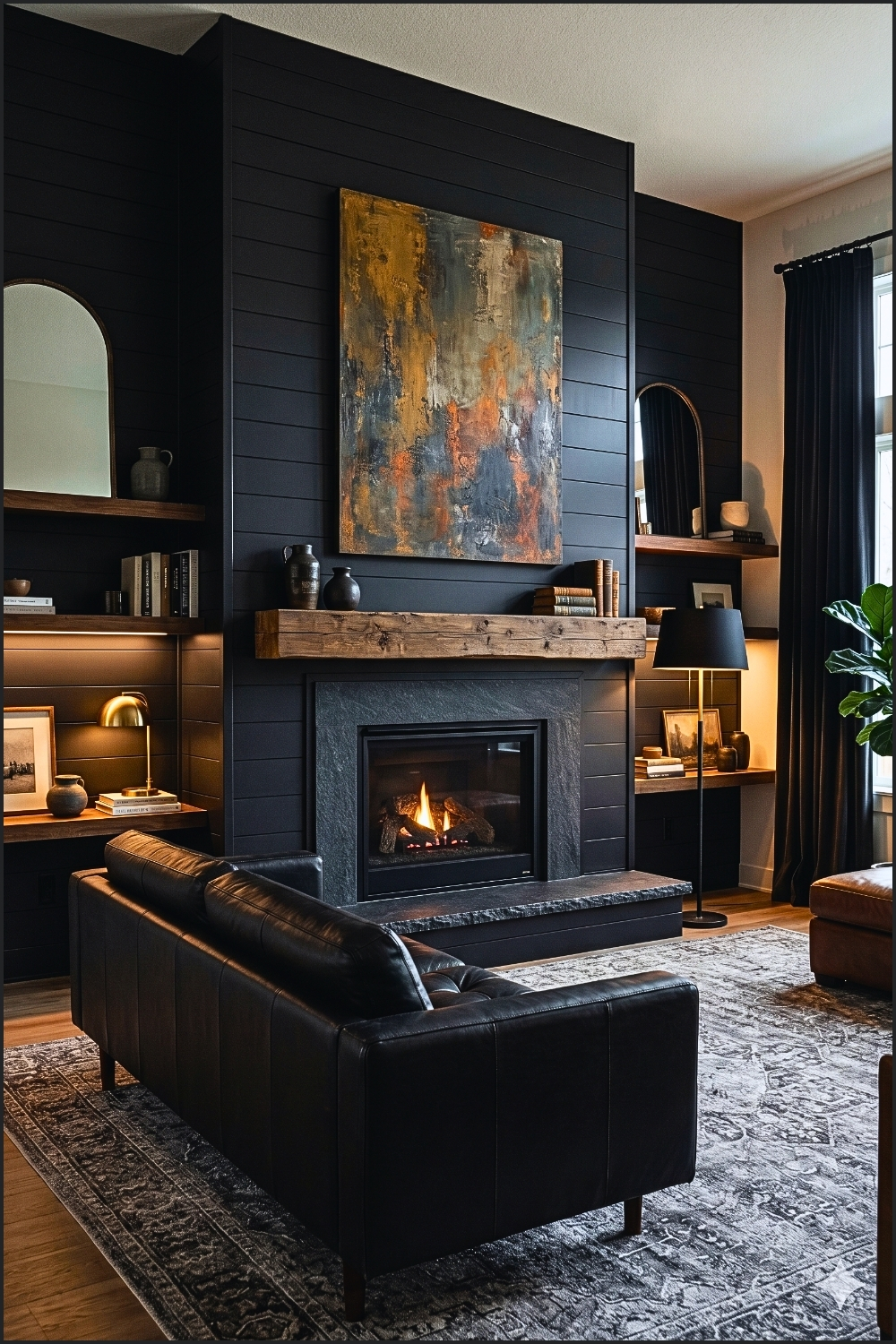 Moody Fireplace Den