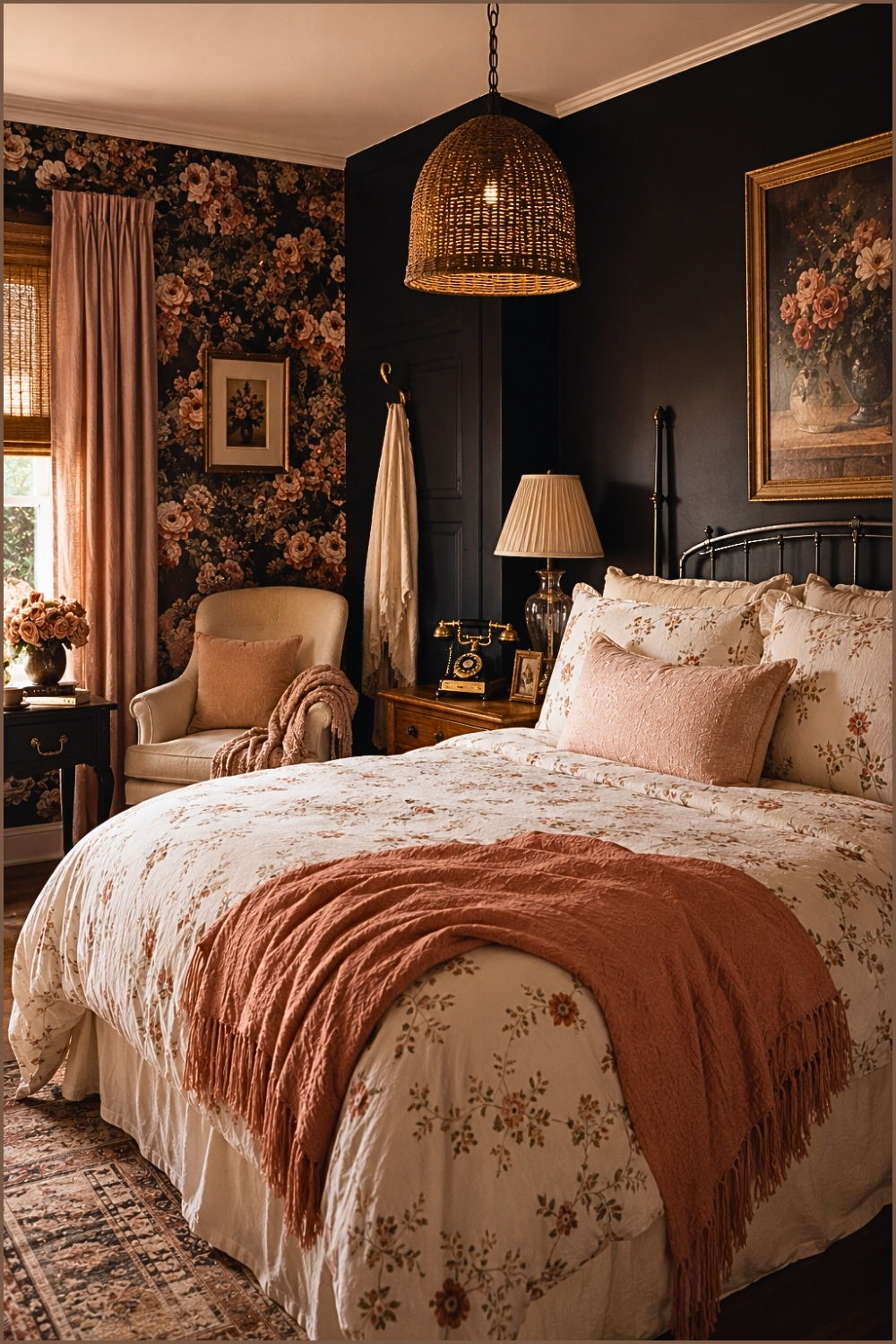 Moody Floral Vintage Bedroom
