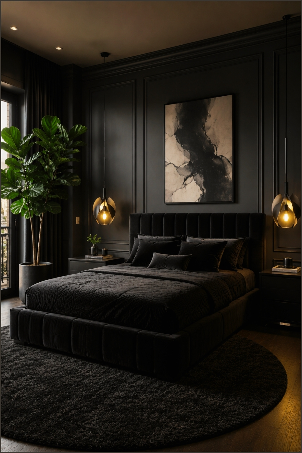 Moody Monochrome Black Bedroom