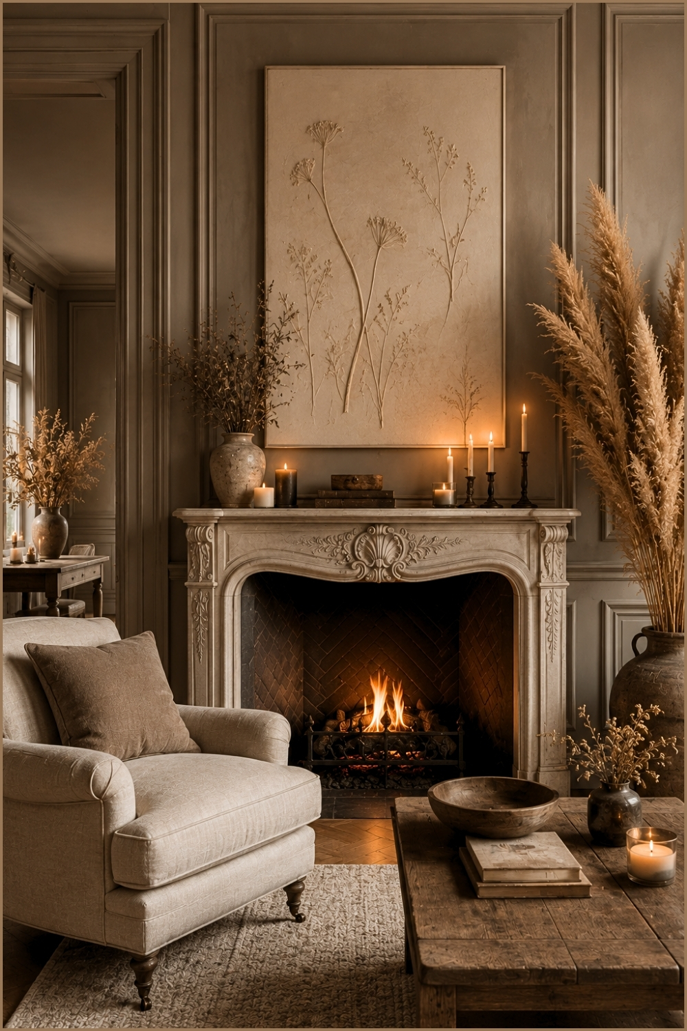 Moody Neutral Fireplace Corner