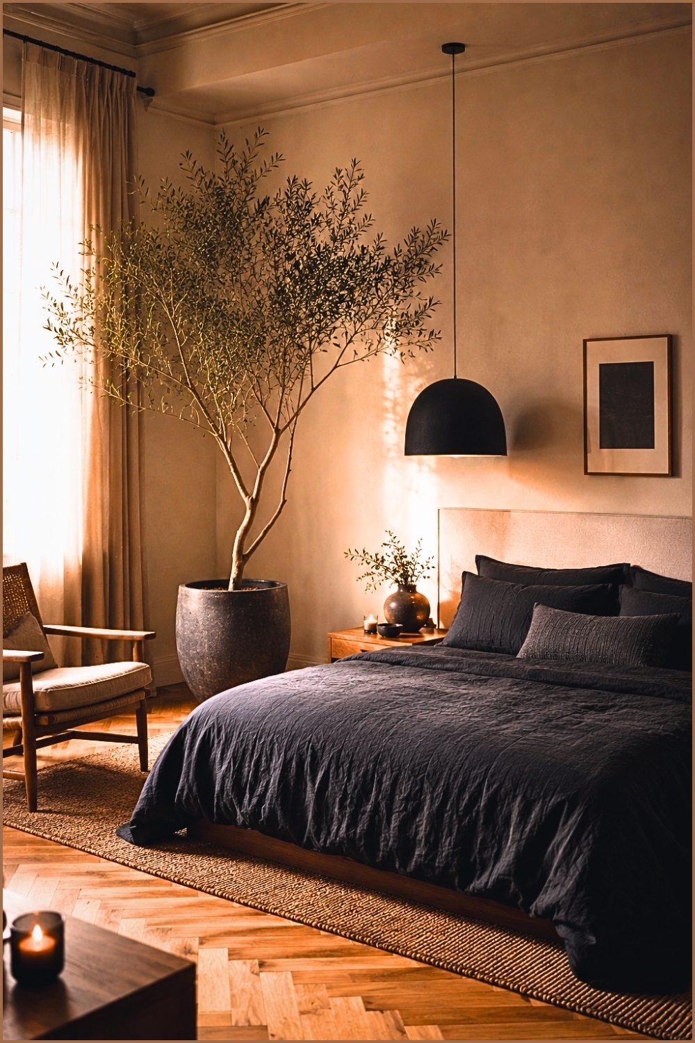 Moody Organic Minimalist Bedroom