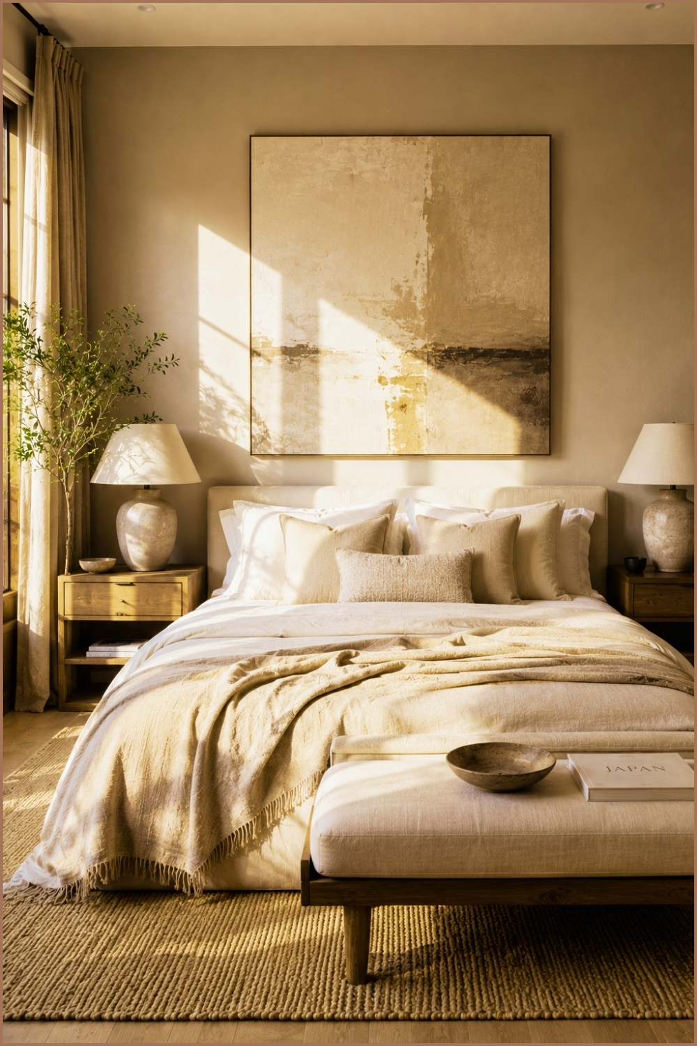 Neutral Abstract Art Bedroom