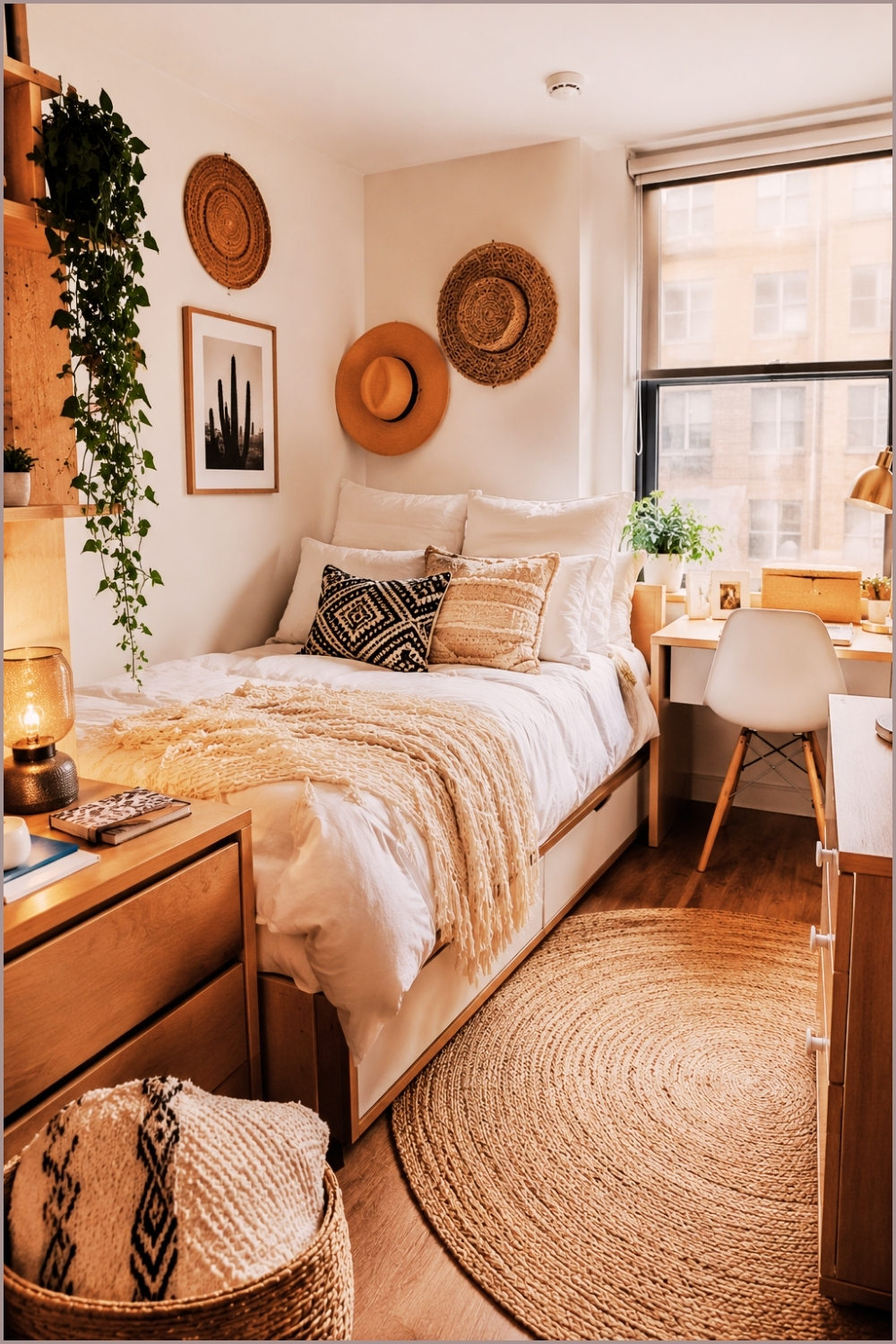 Neutral Boho Dorm Room