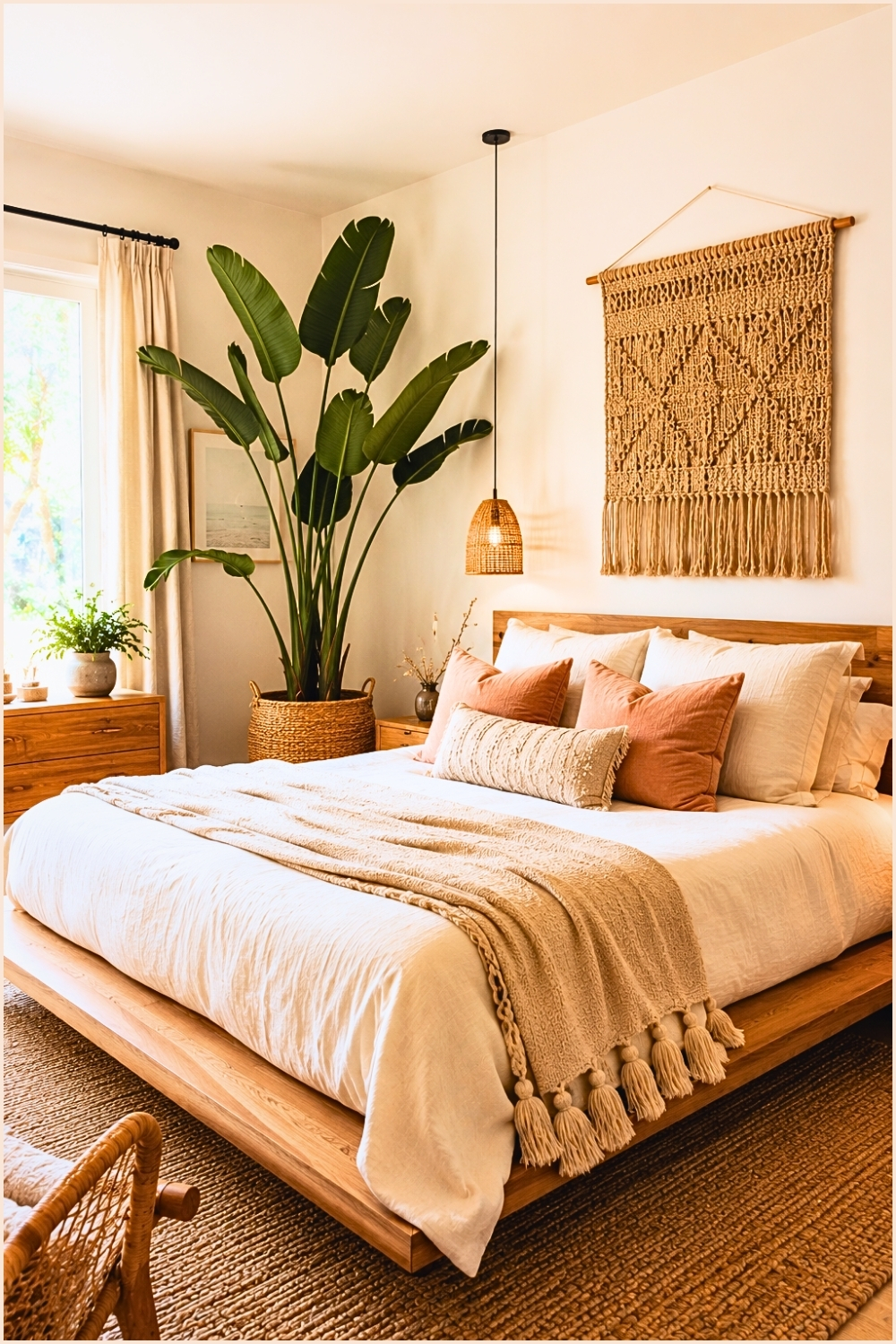Neutral Boho Wooden Bedroom