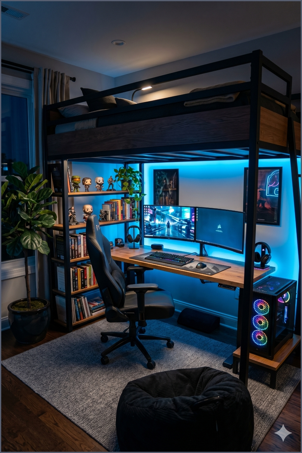 Next-Gen Black Metal Gaming Loft Setup