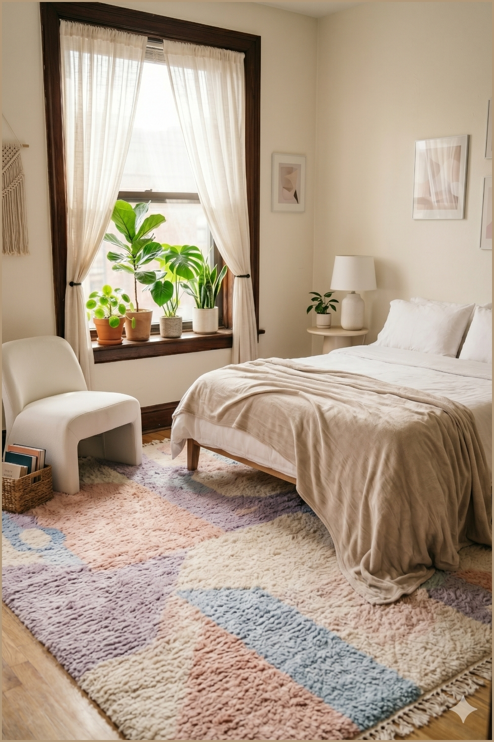 Pastel Abstract Plush Rug Bedroom