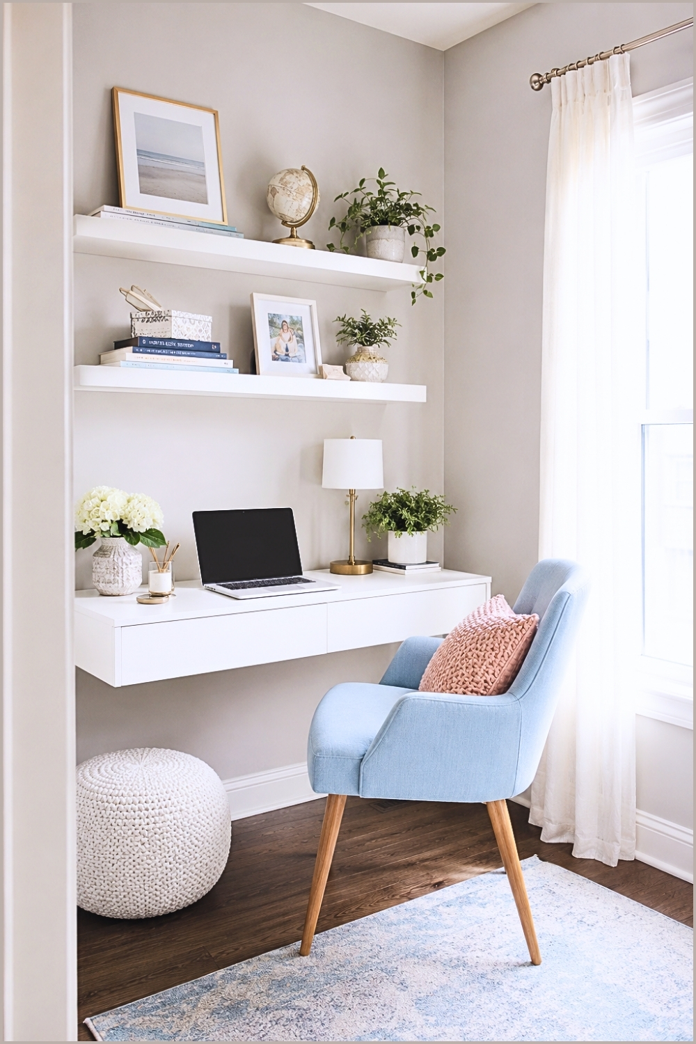 Pastel Blue Floating Desk Nook