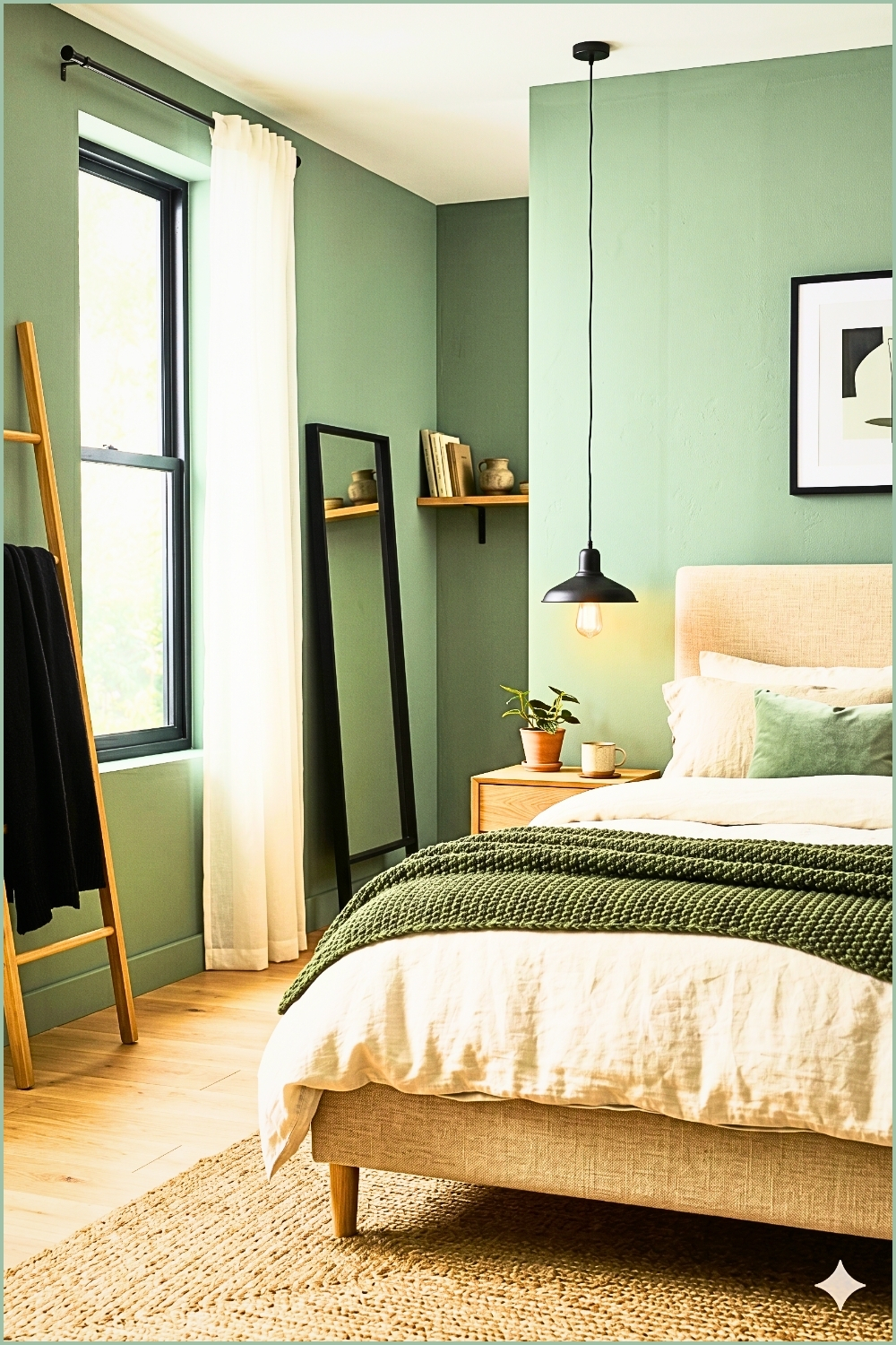 Pine Green and Soft Black Bedroom