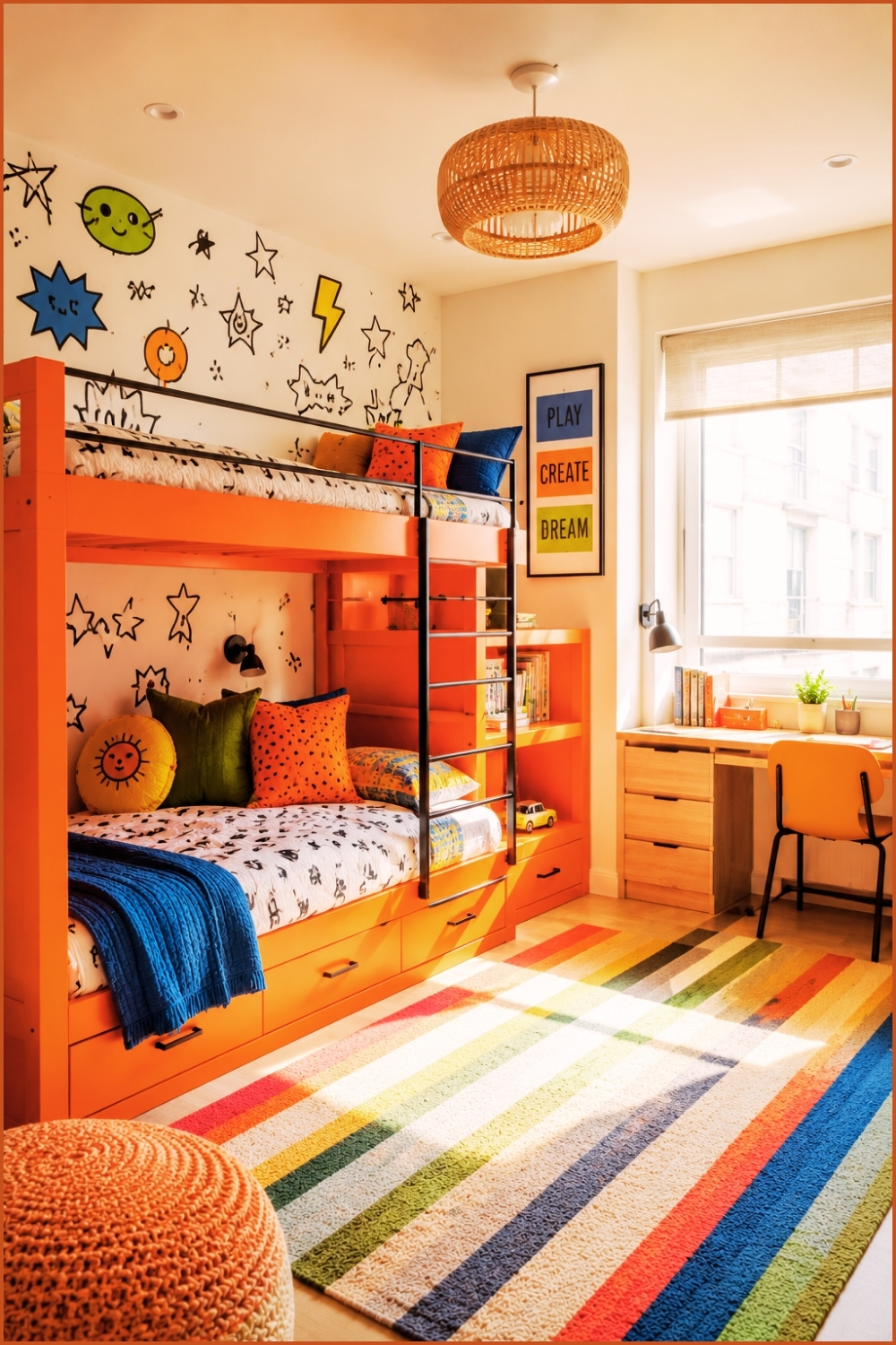 Playful Colorful Bunk Bedroom