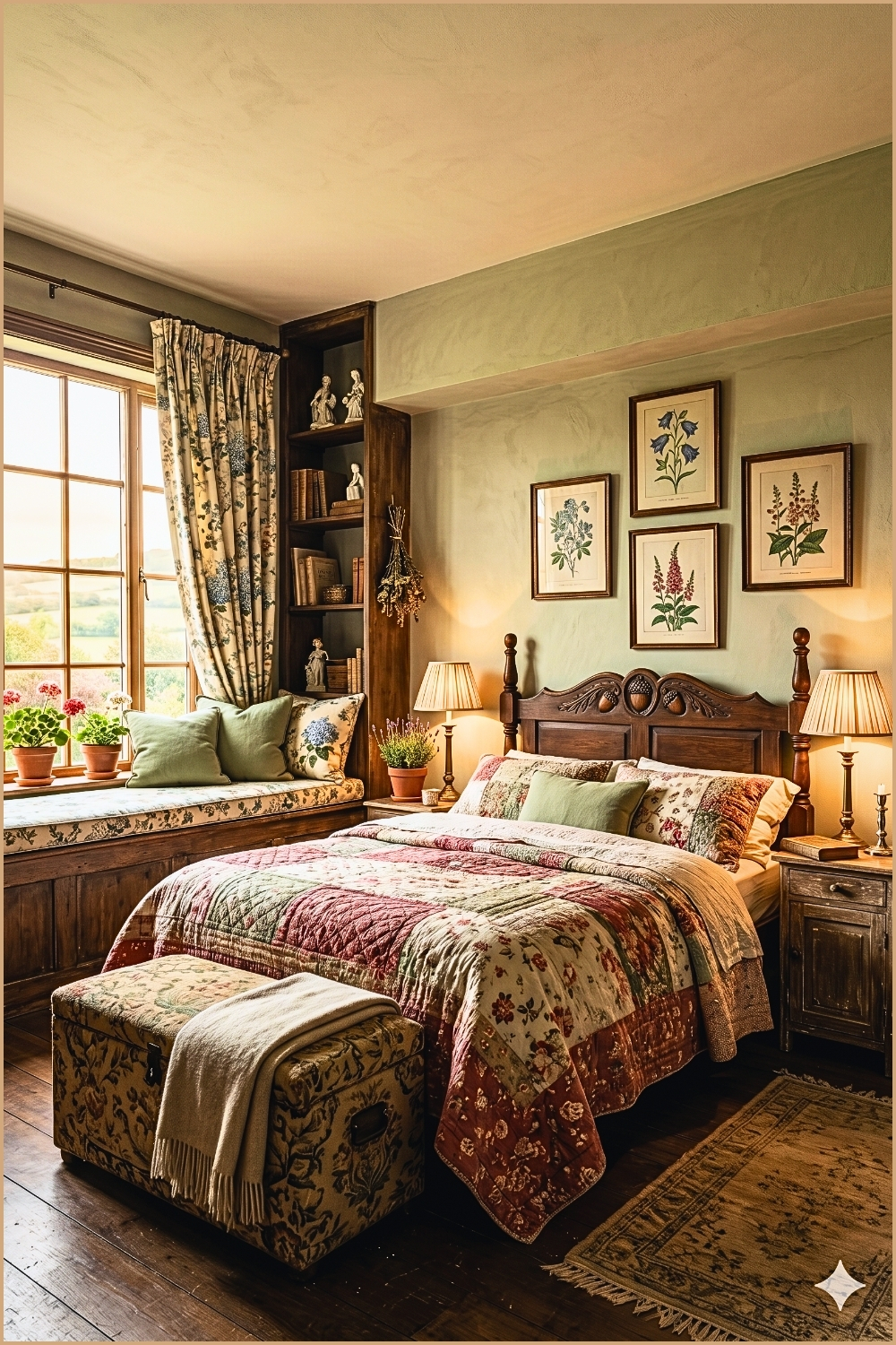 Quiet Vintage Sage Bedroom