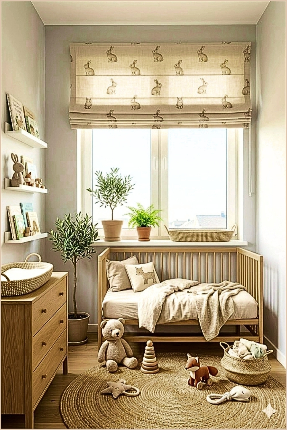 Rabbit Print Roman Blind Kids Room