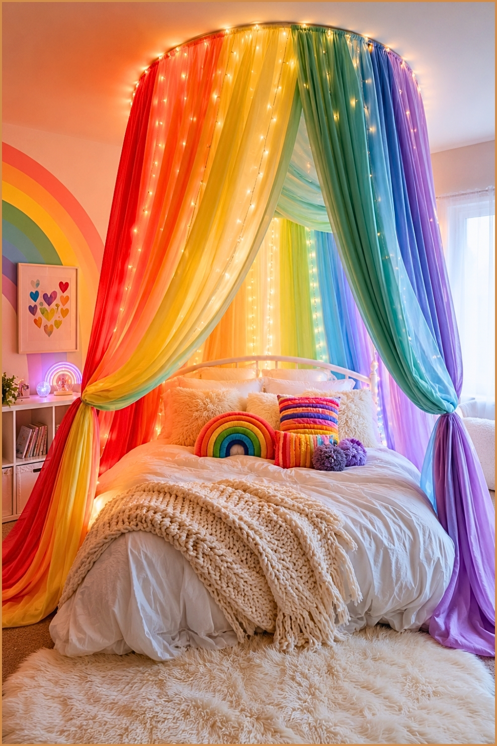 Rainbow Fabric Canopy Bedroom