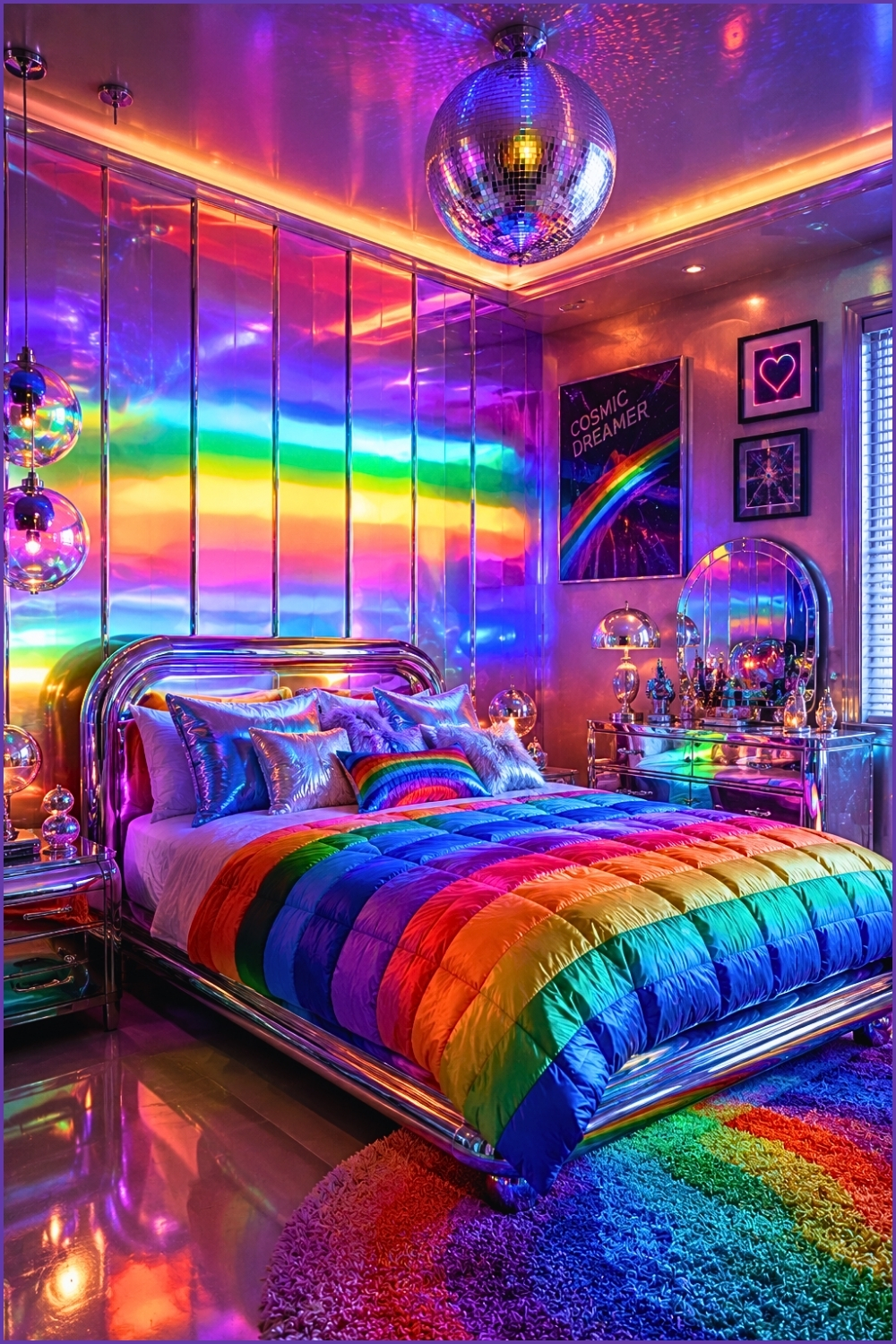 Reflective Color Play Bedroom