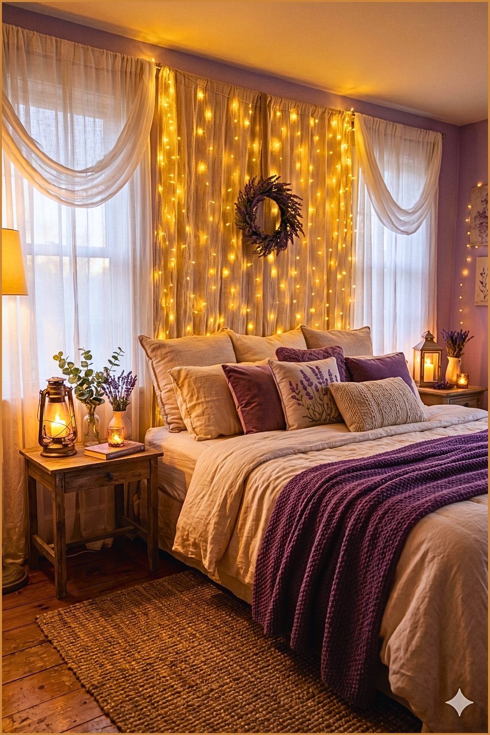 Romantic Lavender Glow Bedroom