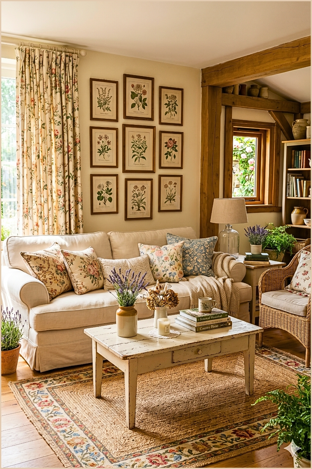 Romantic Neutral Cottagecore Living Room