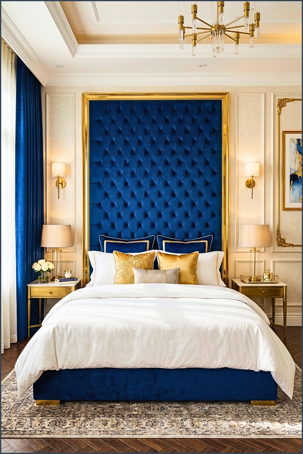 Royal Blue Velvet Bed Design