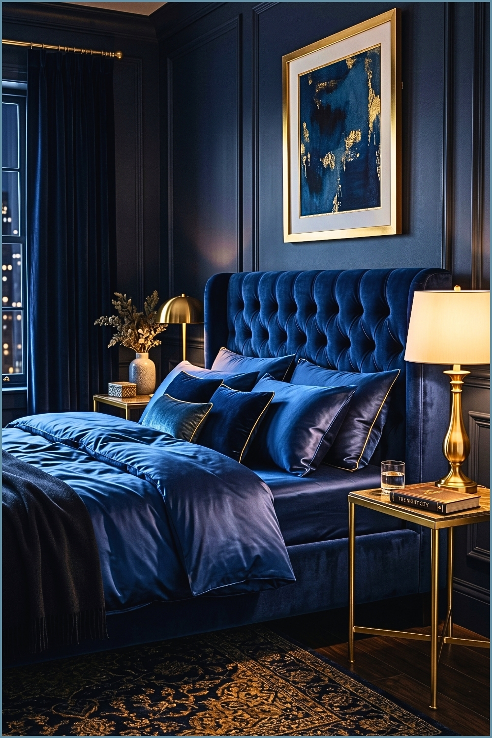 Royal Navy & Gold Luxury Bedroom