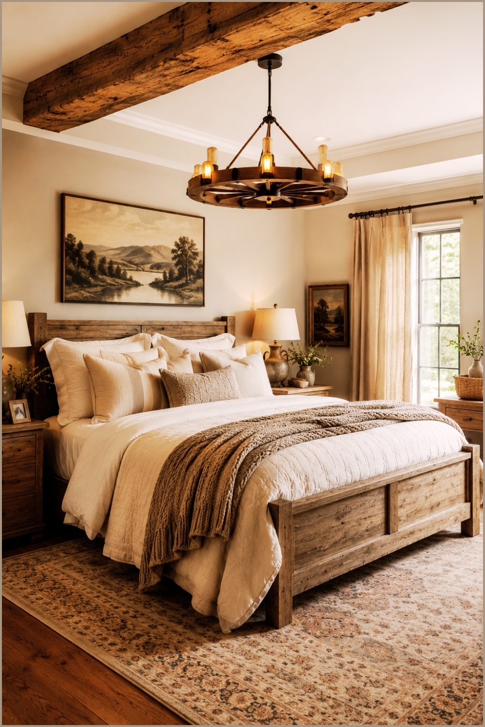 Rustic Beam Farmhouse Bedroom
