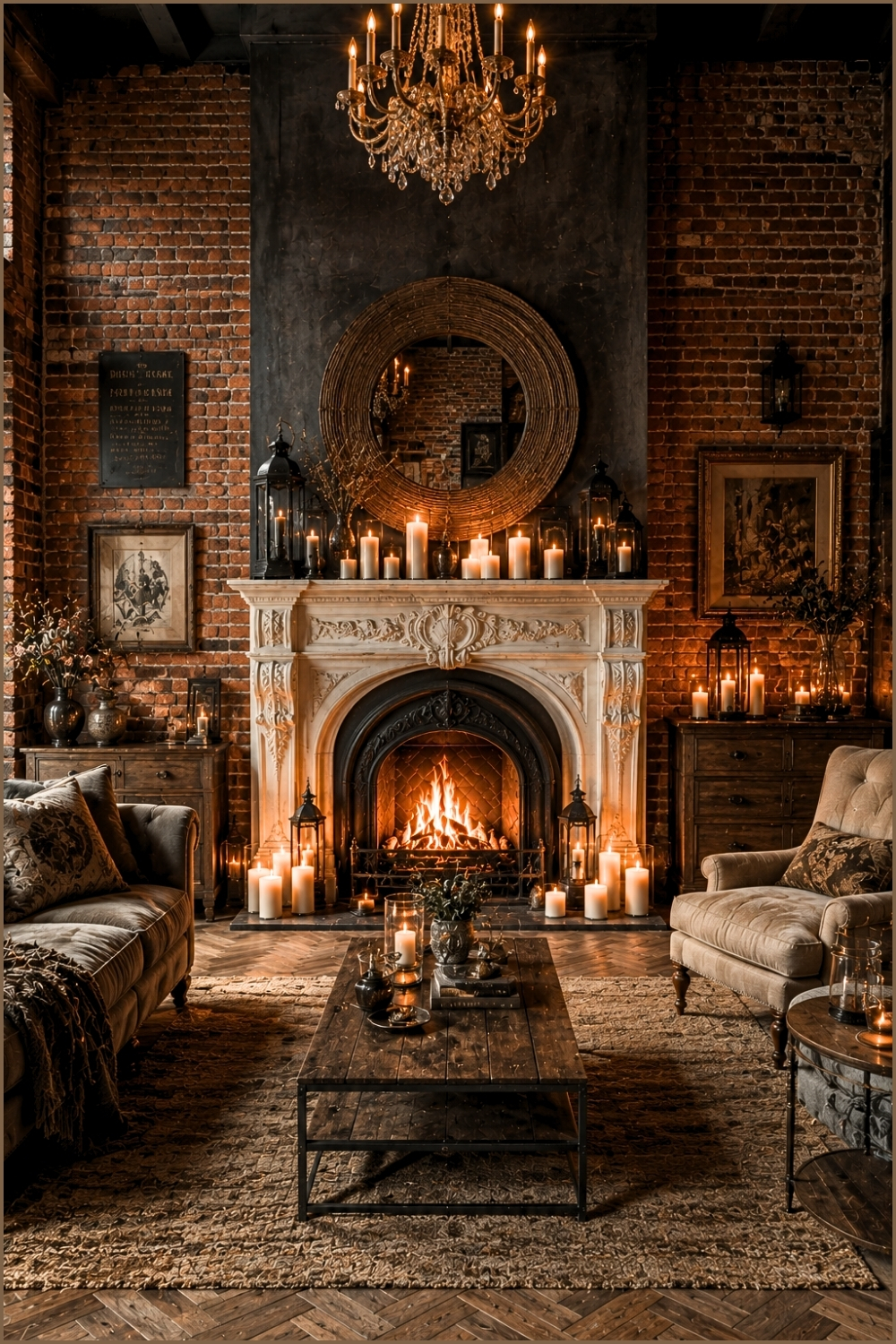 Rustic Brick Fireplace Retreat