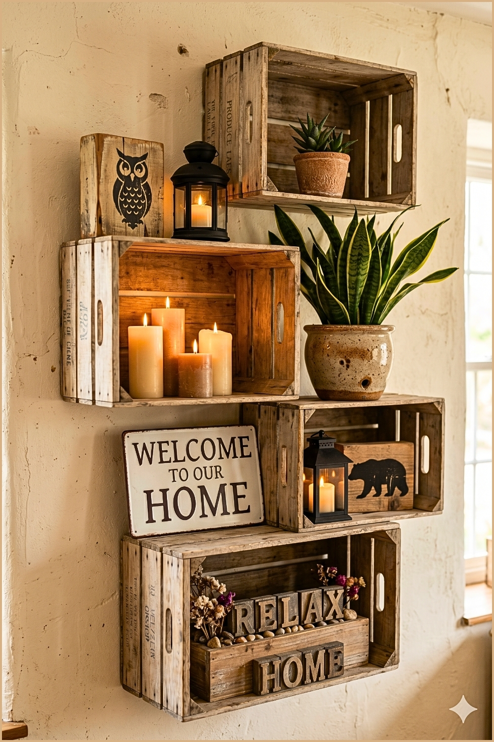 Rustic Crate Storage with Desert Vibe
